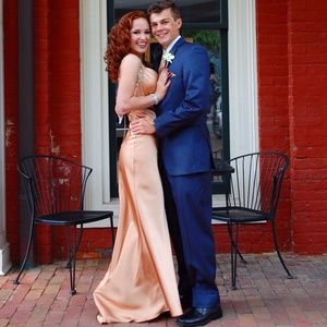 Cache Gold Satin Prom Dress